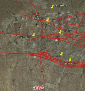 نقشه گسل های شهر قزوین - برای مشاهده بهتر بر روی تصویر کلیک کنید